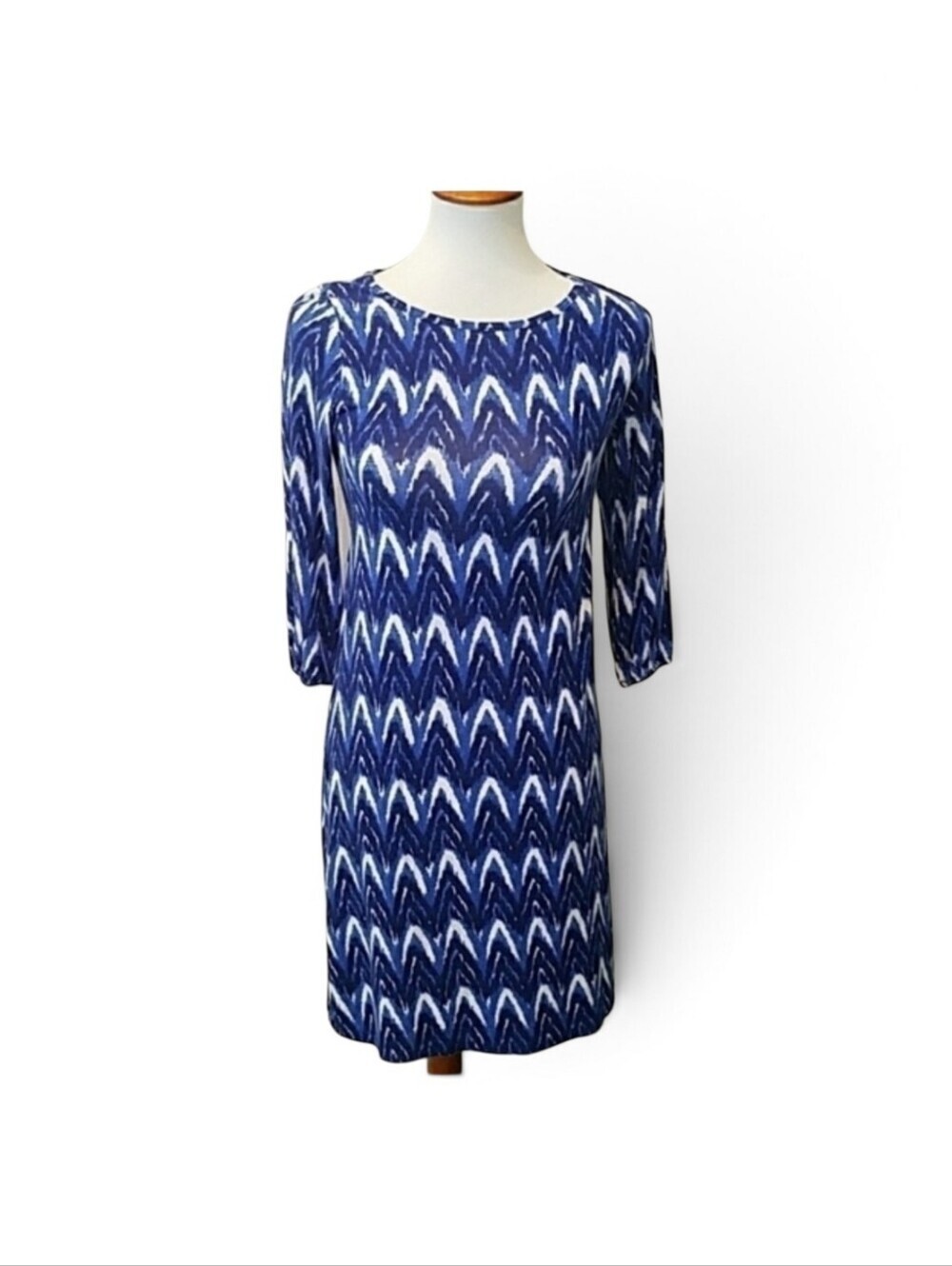 Pixley blue chevron shift dress. XS